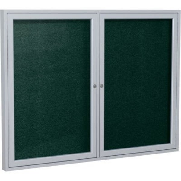 Ghent Ghent Enclosed Bulletin Board, Outdoor, 2 Door, 48"W x 36"H, Black Vinyl/Silver Frame PA23648VX-183